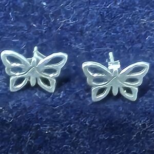 925 Sterling Silver Butterfly Stud Earrings
